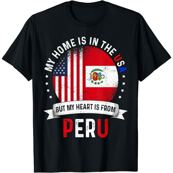 Peruvian American Patriot Heart is from Peru Flag T-Shirt