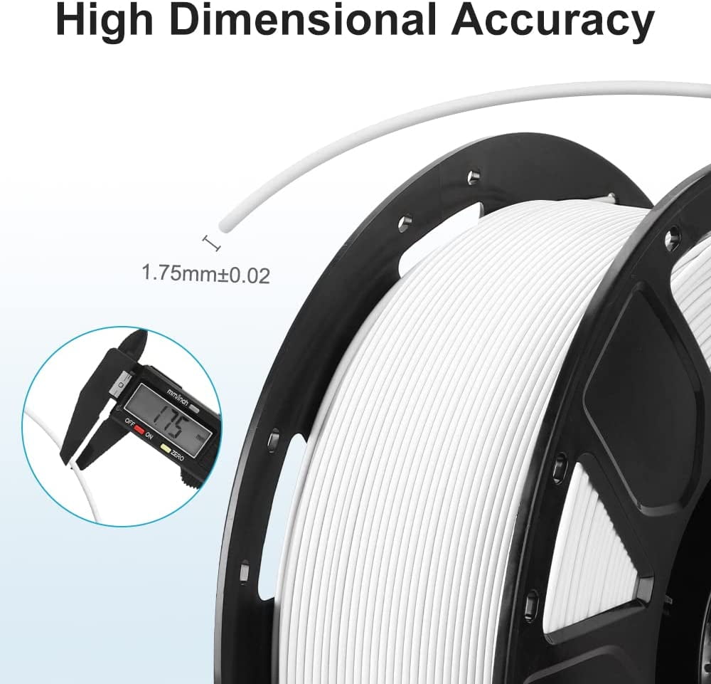 Official 3D Printer Filament Ender PLA Filament 1.75mm, No-Tangling, Strong Bonding and Overhang Performance Dimensional Accuracy +/-0.02mm, 2.2lbs/Spool（White）