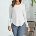 thumbnail image 2 of Diufon Womens Fall Tunics Cotton Solid Color Pullover Tops Round Neck Long Sleeve Tops, 2 of 4