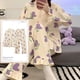 thumbnail image 3 of Conjuntos de Pijamas de Kimono anudado para Mujer, ropa de dormir de dibujos animados divertidos, ropa de casa para niña a cuadros, moda 3XL, primavera y otoño, 3 of 4