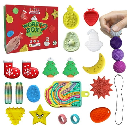 Sensory Christmas Worry Box - 24PCS Fidget Toys Set for Stress Relief & Festive Joy
