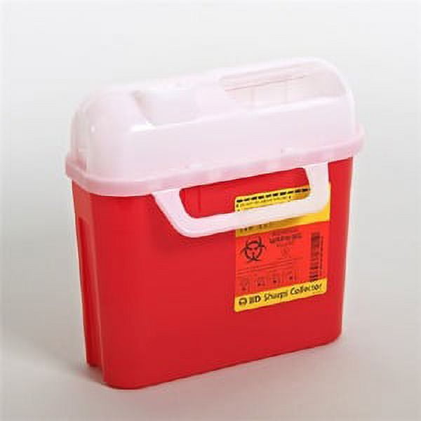 Sharps Container 1-Piece 10-3/4 H X 10-3/4 W X 4D Inch 5 Quart Red Horizontal Entry Lid