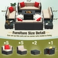 thumbnail image 5 of Homall 13 Pieces Rattan Patio Furniture Conversation Set with 43" Gas Propane 50000 BTU Fire Pit Table Outdoor Sectional Sofa for Backyard,Beige, 5 of 10
