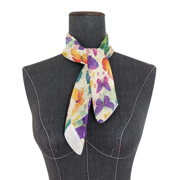 Square Scarf 24x24 Inch Vibrant Splash Butterfly Pattern Silky Satin Sun Protection Neck Scarf for Women Multi-Purpose Head Wrap Bandana for Hair Bag Decoration