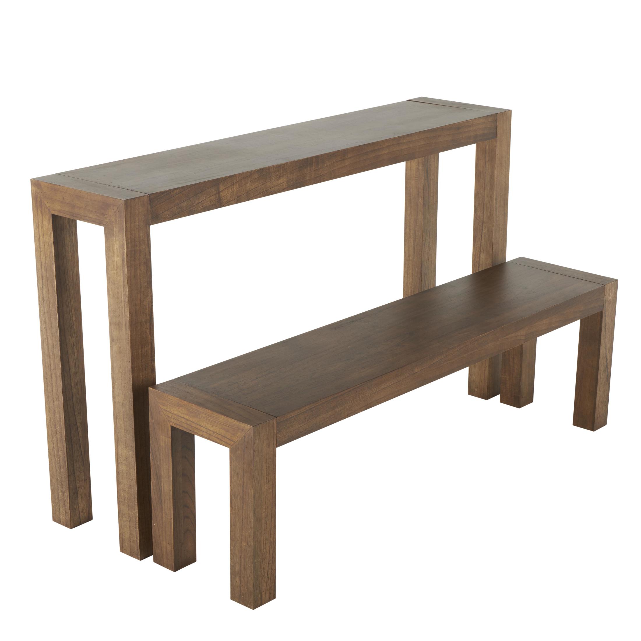 DecMode 31", 15"H Brown Wood Rectangular Console Table with Bench, 2-Pieces