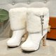 thumbnail image 4 of NECHOLOGY Botas Mujer Adulto Femenino Zapatos Botines para mujer Botas de tacón con de imitación para mujer, zapatos gruesos con tubo corto, súper altos, a la moda, para Europa y Unidos (White, 6.5), 4 of 7