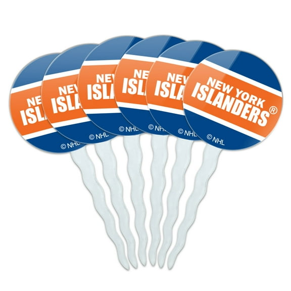 NHL New York Islanders Logo Cupcake Picks Toppers Decoration Set of 6