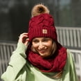 thumbnail image 6 of Lelaffet Women Hat Scarf Set Pom Beanie Girls Cute Winter Ski Hat Slouchy Knit Cap with Fleece Lined Burgundy, 6 of 8