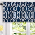 thumbnail image 4 of DriftAway Abigail Geometric Trellis Pattern Window Curtain Valance Rod Pocket 52 Inch by 18 Inch Navy, 4 of 7