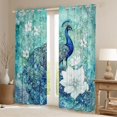 thumbnail image 2 of jejeloiu Cyan Blue Peacock Black Out Curtains,Retro Rustic Flower Curtains Pack of 2 (42x63 Each),Safari Zoo Animal Bedroom Curtains For Men Women,Breathable Home Decor, 2 of 6