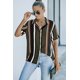 thumbnail image 4 of ABPHQTO Camisa De Mujer De Manga Corta Con Botones De Rayas Negras Y Marrones, 4 of 5