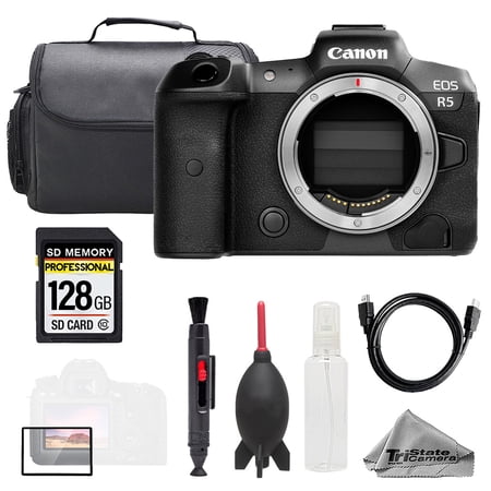 Canon EOS R5 Mirrorless Digital Camera (Body) + 128GB + Bag+ Screen Protector- Basic Kit (International Version)