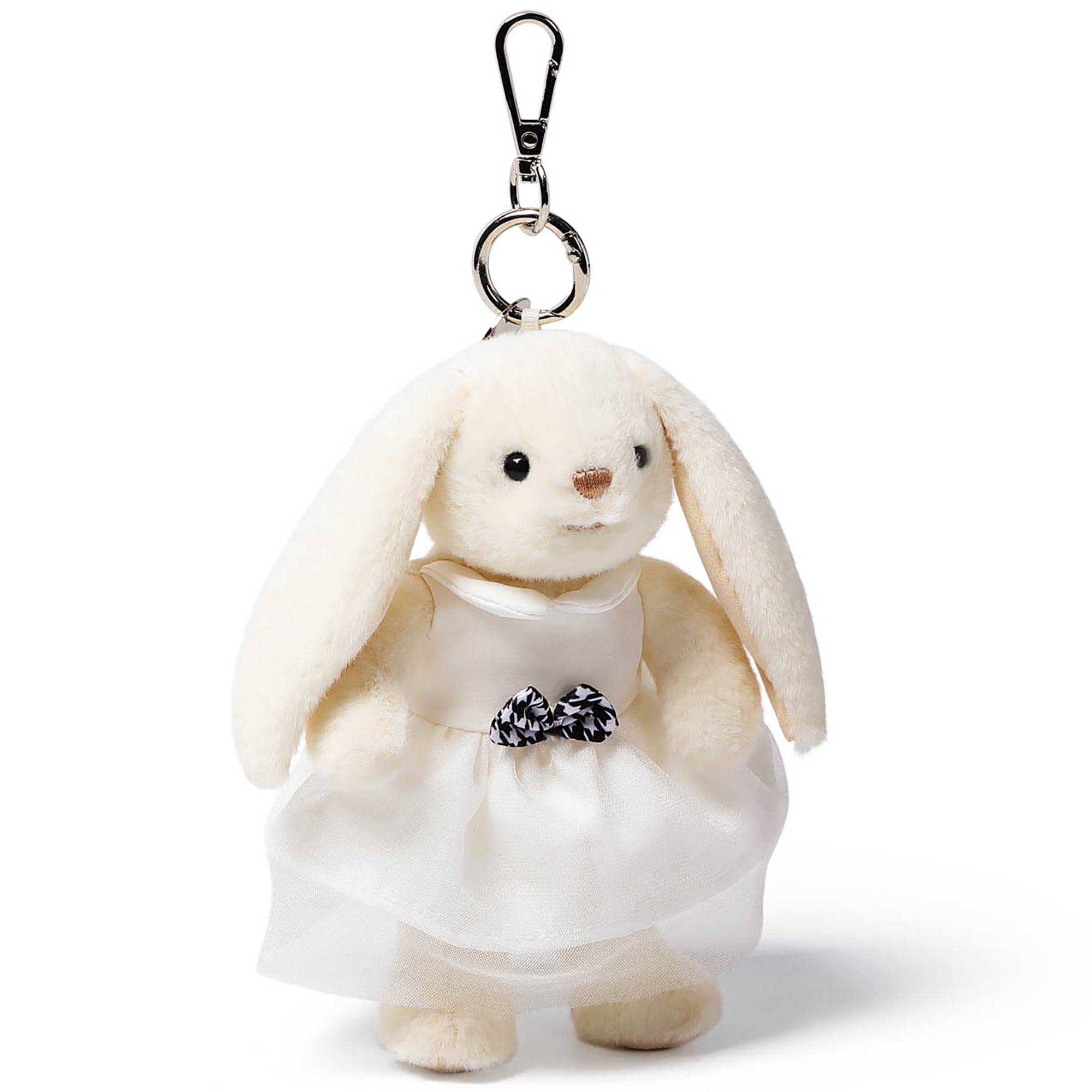 McHugs: Plush Bag Charm - White Dress Smiling Leveret - Bunny Stuffed Animal Clip Keychain, Backpack Ornament, Travel Accessory Companion, Kids 3+