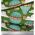 thumbnail image 2 of Soimoi Green Cotton Voile Fabric Bird & Air Balloons Holiday Print Fabric by Yard 56 Inch Wide, 2 of 3