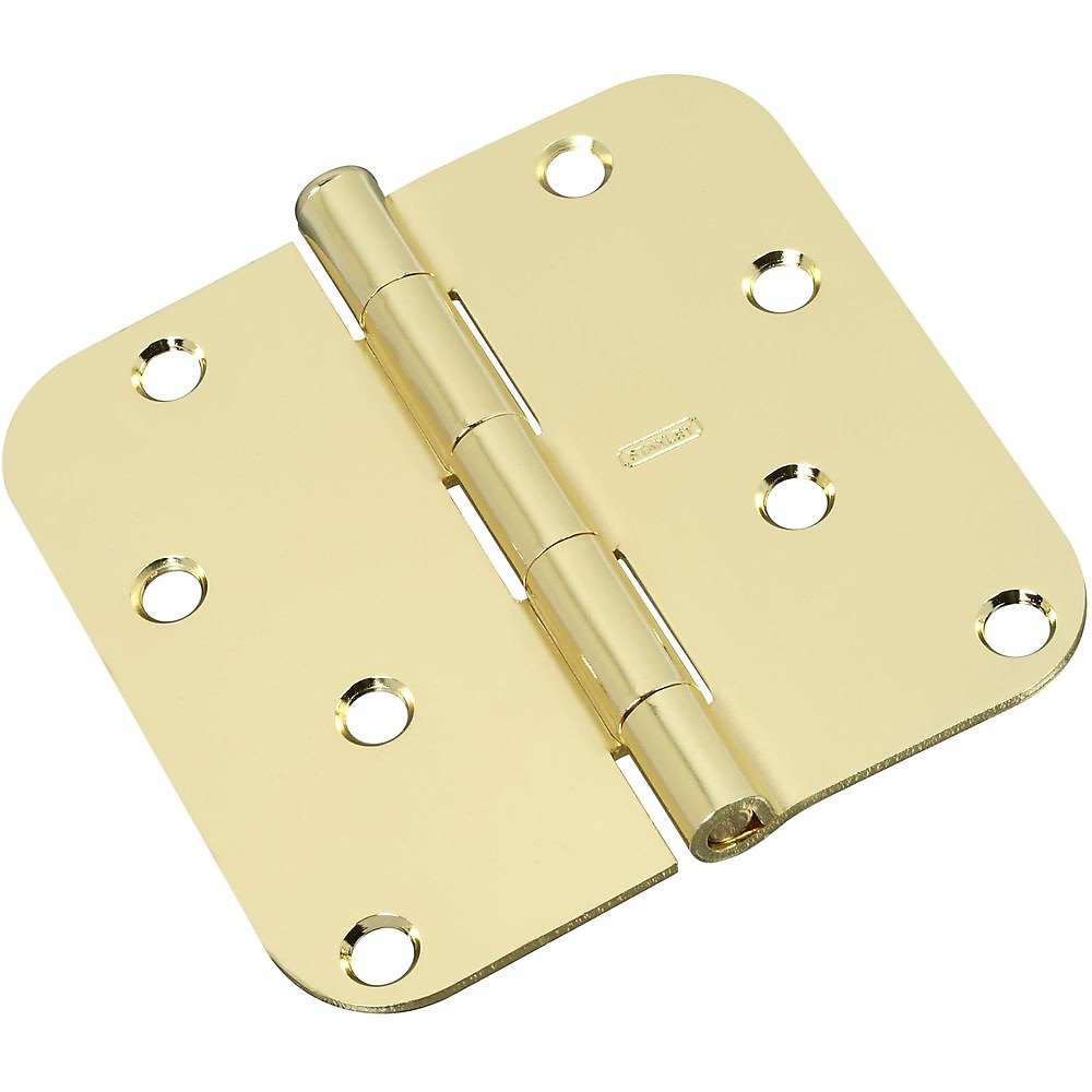 New National Hardware S821629 Stanley Door Hinges 4 Inch 5/8 Radius Polished Brass 2 Pack,1