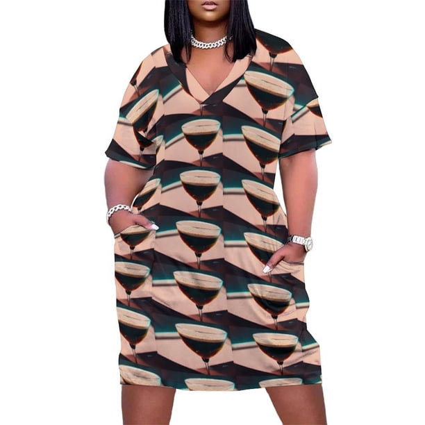 Vestido holgado con bolsillos para mujer prenda con ilustración de cóctel Espresso Martini ropa de verano