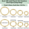 thumbnail image 4 of 1Box 600Pcs 4 Styles 304 Stainless Steel Jump Rings Open Jump Rings Round Ring Metal Connectors for DIY Jewelry Crafting and Keychain Accessories Real 18K Gold Plated 20 Gauge 4~8x0.8mm 150pcs/style, 4 of 5