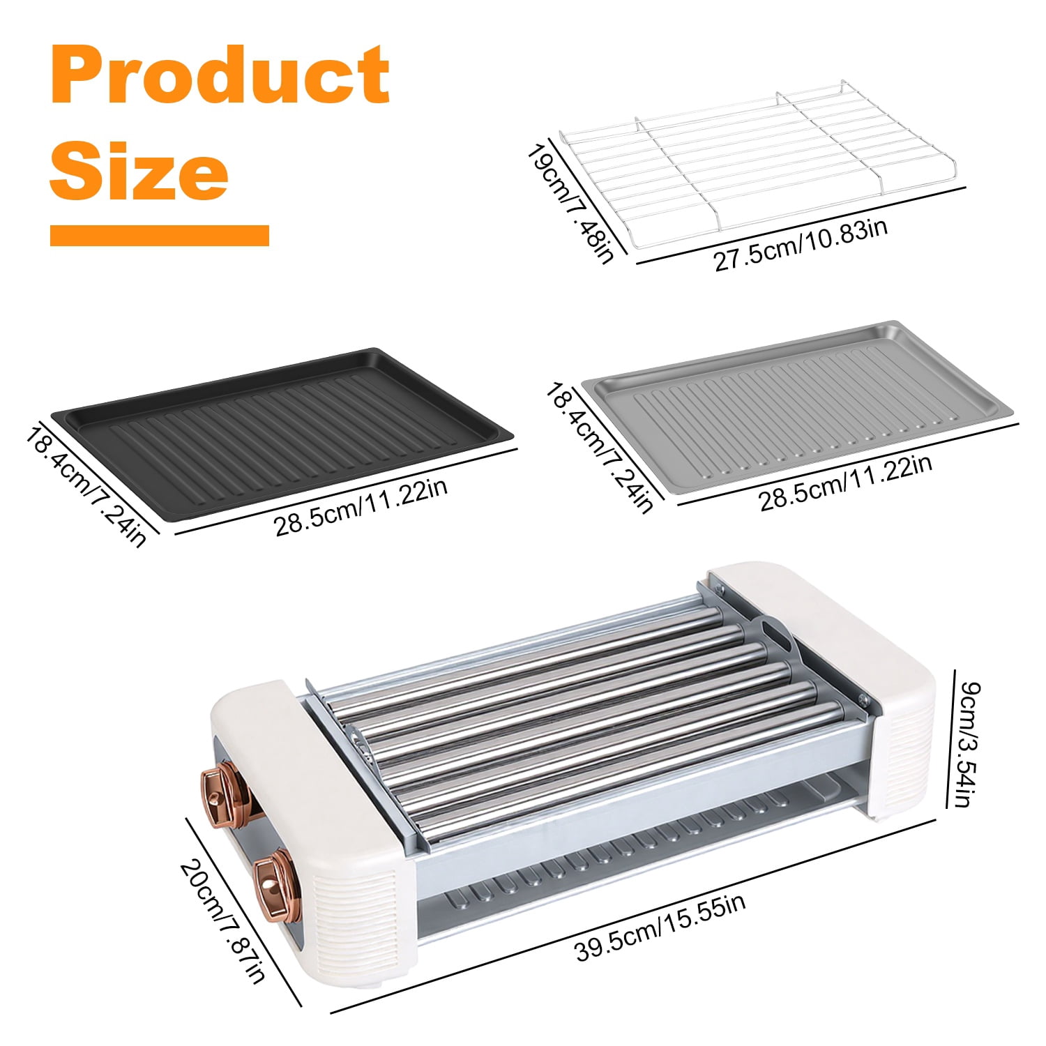 Imountek Electric Hot Dog Roller with Grill & Griddle, 3 in 1 Smokeless Indoor Grill 6-Roller Non-Stick 3 Temp Levels for Indoor BBQ