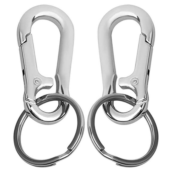GIXUSIL Metal Carabiner Clip Keyring Keychain Chain Holder Organizer for Car Keys Finder(2Pcs Key Chain Clip Hook)Silver