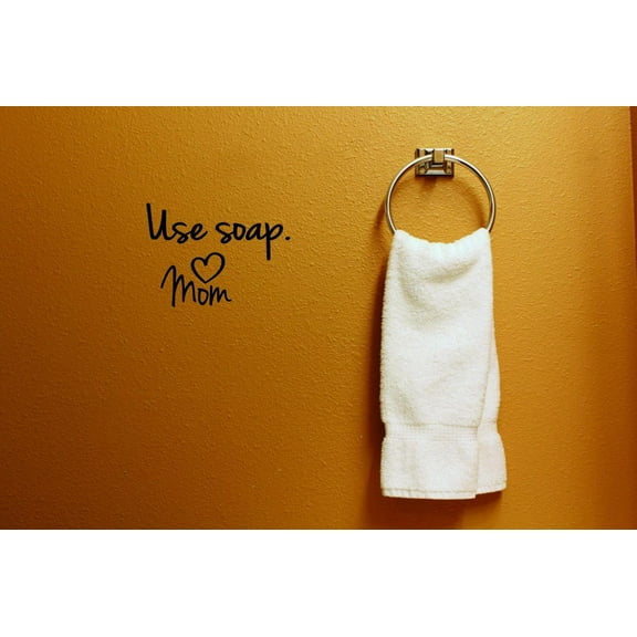 Decal - Peel & Stick Wall Sticker : Use Soap Love Mom Text Lettering Bathroom Quote Home Decor Picture Art Size :20 Inches x 20 Inches