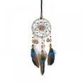 thumbnail image 2 of Dream Catcher Car Interior Rearview Mirror Hanging Decor Handmade Grids Nature Feather Small Boho Car Charms Pendant Accessories (Brown Feather), 2 of 6