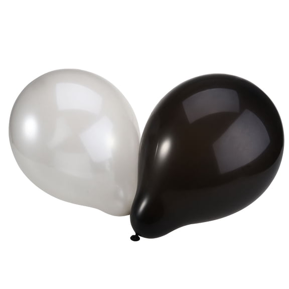 IDEANATEGRATE Latex Balloons Large 50Pcs Round Black Silver for Party Organizers