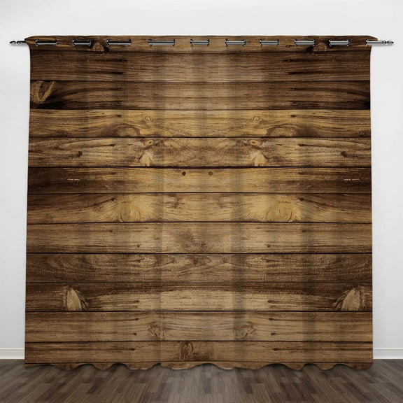 Modern Curtains, 3D Dark Brown Wood Panel Printed Curtains, Blackout Curtains for Room Bedroom Decoration(Grommet)