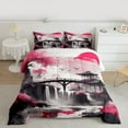 thumbnail image 2 of Homewish Sun Cherry Blossom Queen Comforter Set,Japanese Sakura Bedding Sets,Vintage Ink Painting Bedding Comforter Set For Adult,Super Cozy Room Decor Reversible,3 Pieces, 2 of 8