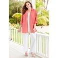 thumbnail image 5 of Catherines Women's Plus Size Anywear Pucker Cotton Buttonfront Roll Tab Shirt, 5 of 5