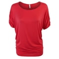 thumbnail image 1 of KOGMO Womens Solid Basic Womens Boatneck Dolman Top with Sleeve Shirring (S-3X), 1 of 6