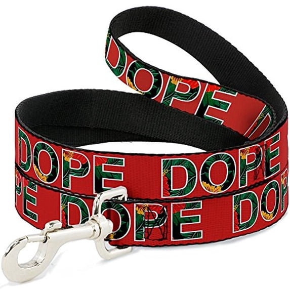 Buckle-Down "DOPE Red Black Tropical Flowers" Dog Leash