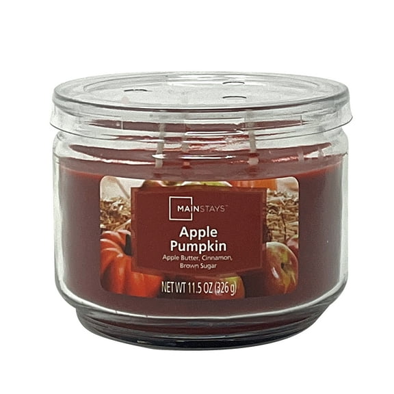 Mainstays 3-Wick 11.5 oz Glass Jar Candle, Apple Pumpkin