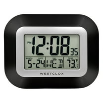 Westclox Classic Black Digital LCD Wall Clock with Date, Day and Temperature