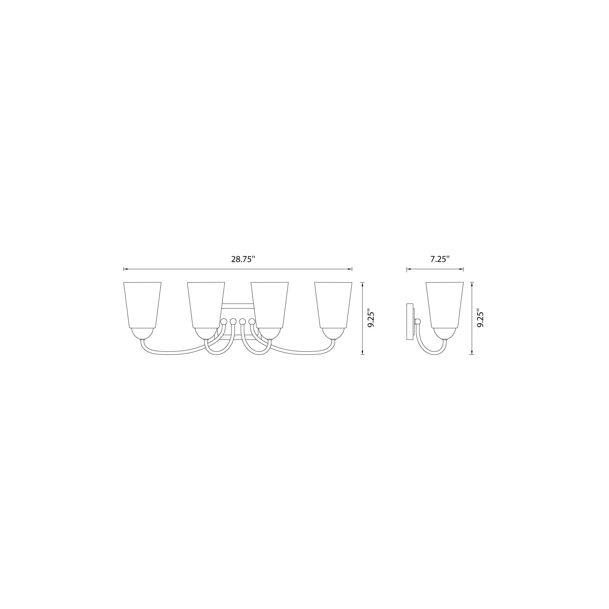 Designers Fountain Malone 4 Light Brushed Nickel Bathroom Vanity Light Fixture, D267M-4B-BN