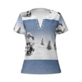 thumbnail image 3 of Naloa Snowman And Christmas Tree Print T-Shirts Short Sleeve V Neck Tees for Women Fashion Tops Trendy Lightweight Soft Casual Summer Outfits Clothes, 3 of 5