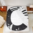 thumbnail image 5 of Manfei Teens Piano Music Twin Sheet Sets, Geometric Stripes Twin Fitted Sheet, Black White Musical Note Flat Sheet, Ultra Soft Home Decor, 3pcs, 5 of 7