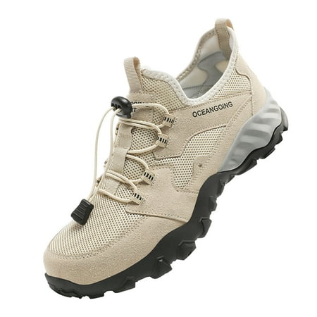 

White Sneakers Men Mens Shoes Running Men Summer Mesh Breathable Hiking Mens Running Shoes Men Slip on Sneakers Beige 43