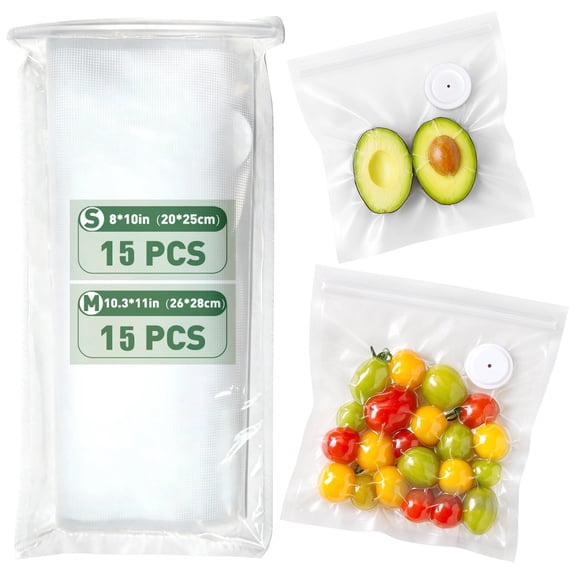 BoxLegend Vacuum Sealer Bags,2 Sizes 30 Reusable BPA-Free Food Storage Bags,Works for All Handheld Vacuum Sealer