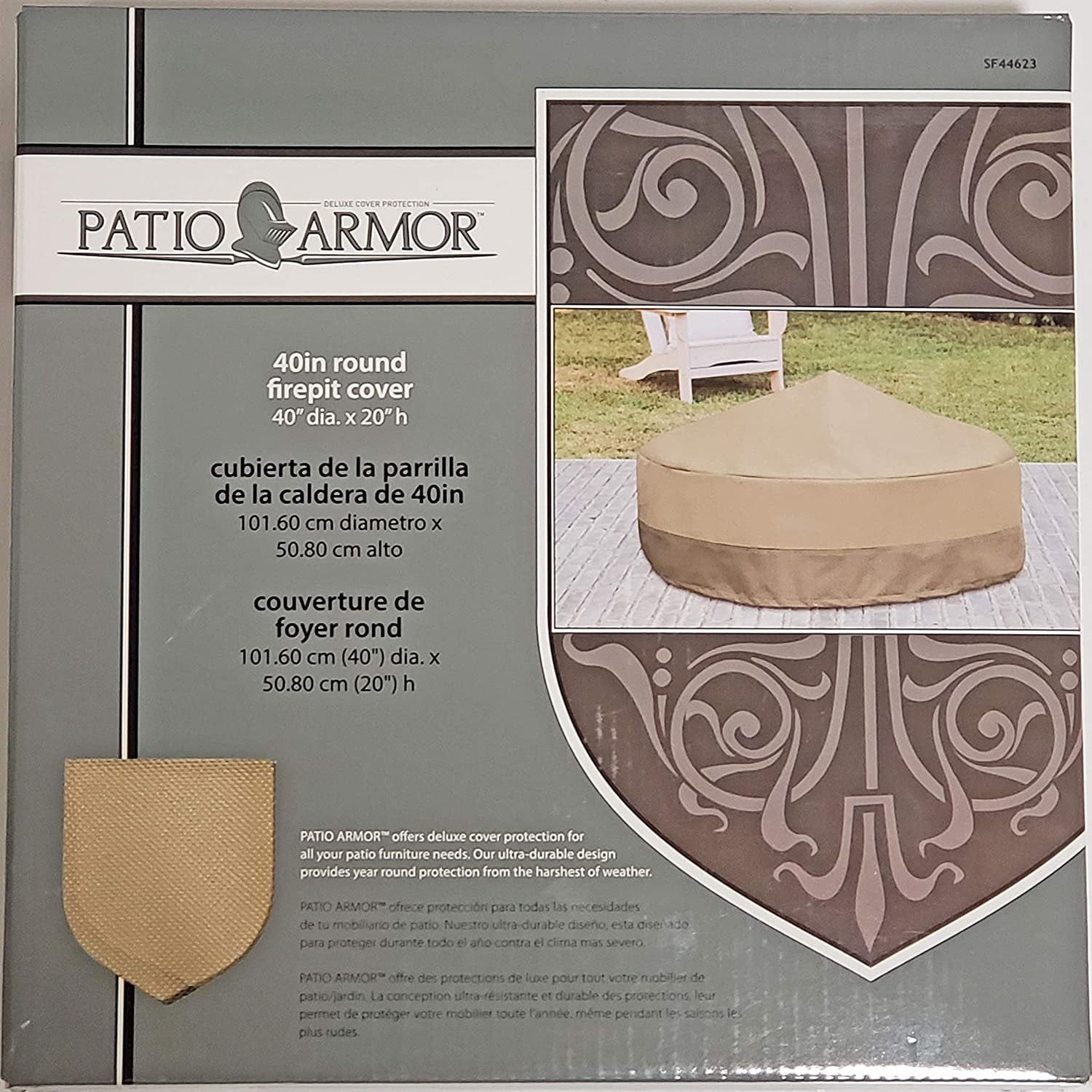 Patio Armor Fire Pit Cover, 40" Around X 20" High, Tan