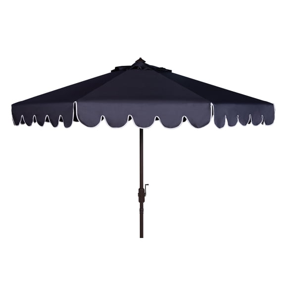 Safavieh Venice 9' Market Crank Tilt Patio Umbrella, Navy/White