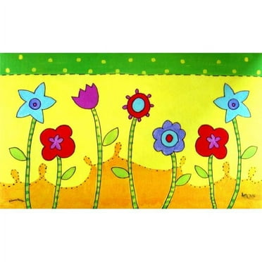 Custom Printed Rugs AWV057 Flower Patch Doormat Rug, Green - 18 x 30 in.