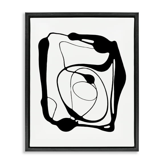 Stupell Industries Black Swirled Figure Abstract Painting Black Floater Framed Canvas Art Print Wall Art, 17 x 21