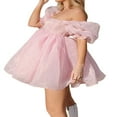 thumbnail image 1 of Robe Mini à Manches Bouffantes Épaules Dénudées Robe Princesse en Tulle Robe de Soirée à Volants, 1 of 6