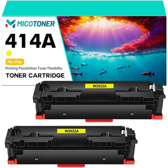 Without Chip 2-Pack Compatible Toner Cartridge for HP 414A W2022A Color LaserJet M454dn M454dw MFP M479dn M479fdw Printer (Yellow,with Tools)