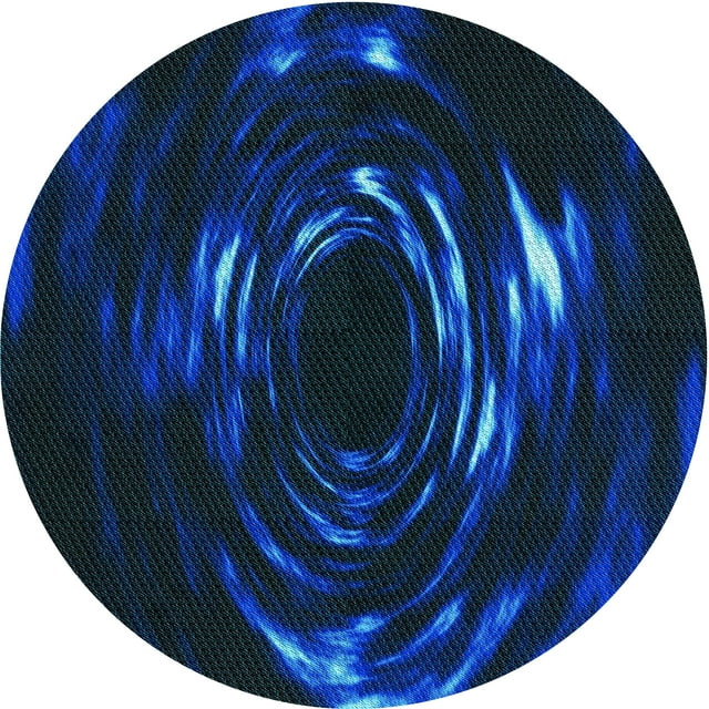 Ahgly Company Tapis d'Intérieur Rond Lavable en Machine Bleu Transitionnel, 3 Pieds Rond