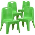 thumbnail image 2 of Emma + Oliver 4 Pack Green Plastic Stack School Chair with Carrying Handle and 11" Seat Height, 2 of 11