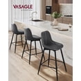 thumbnail image 2 of VASAGLE Juego de 2 Taburetes de Bar, Sillas de Cocina, Respaldo Ergonómico, Tapicería de PU, Patas de Metal con Pies Ajustables, 62 cm de Altura, Montaje Fácil, Negro Tinta, 2 of 5