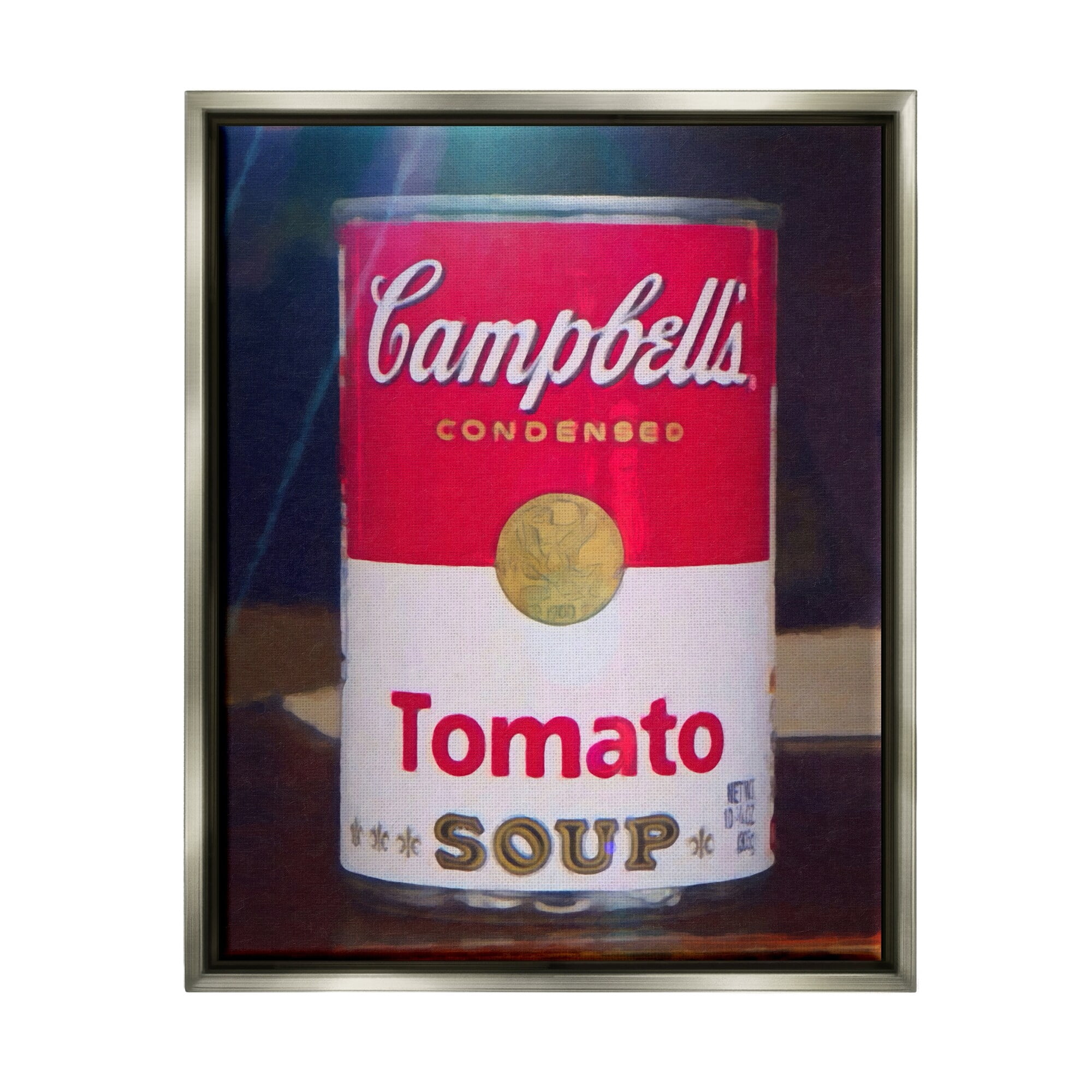 Stupell Industries Tomato Soup Can Still Life Modern Painting Graphic Art Luster Gray Floating Framed Canvas Print Wall Art, Design by Graffitee Studios