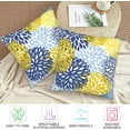 thumbnail image 5 of Set of 2 Spring Floral Throw Pillow Covers 18X18 in Yellow Navy Chrysanthemum Decorative Throw Pillows Home Decor Pillowcase Linen Square Cushion Cover for Living Room Bedroom Bed Outdoor, 5 of 6
