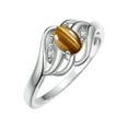 thumbnail image 4 of RYLOS Rings for Women 14K White Gold Ring Classic Style Birthstone Ring 6X4MM Gemstone & Diamonds November Tiger Eye Jewelry for Women Size 5, 4 of 8